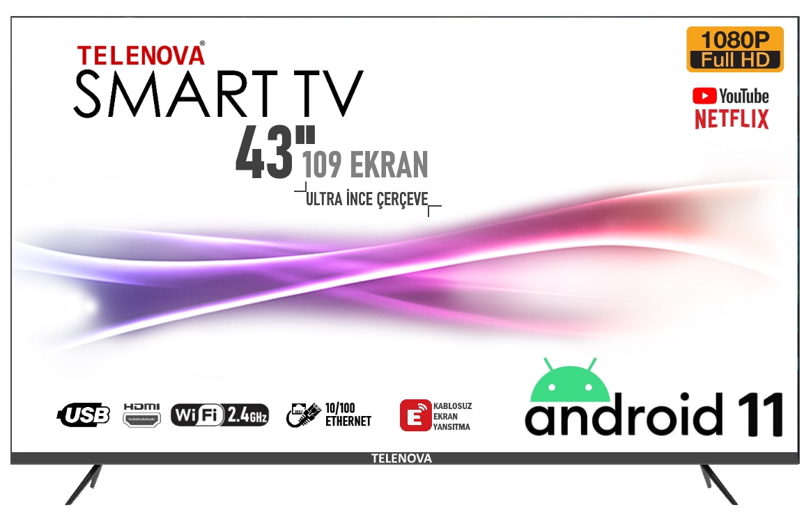 Telenova 43S1101 43" Full HD Android Smart LED TV